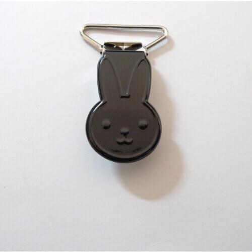 25pcs 1'' 25mm #1 BLACK COLOR Rabbit Bunny Shape Suspender Clips