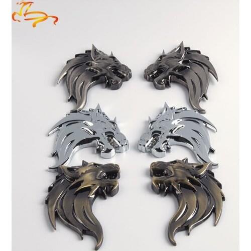 10pairs Antique Wolf Head Zinc Alloy Chrome Metal Car Styling Emblem Badge Refitting 3D Sticker / Grille Decal Cool M