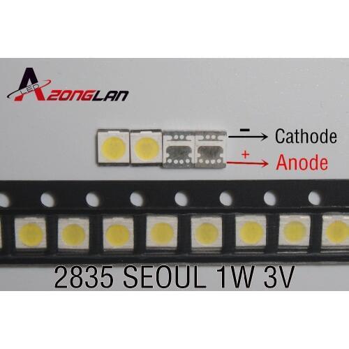 100PCS Original SEOUL LED 2835 3528 1210 Light Beads Cool white High Power 1W 3V 100LM For LED LCD TV Backlight Application