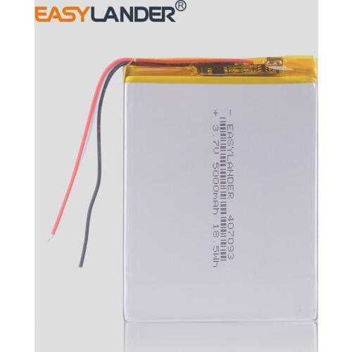 3Wires 3.7V 5000mAh Li Polymer battery 407093 tablet PC Batteries with Protection Board For Tablet PC U25GT