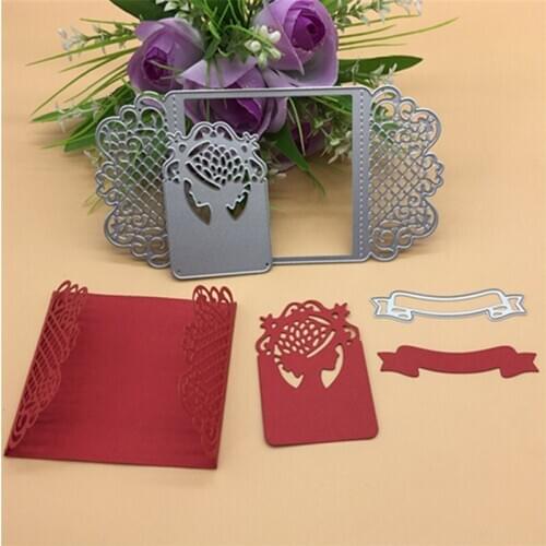 3pc flower vine ribbon hat lady Metal Cutting Dies Stencil Scrapbooking Photo Album Card Paper Embossing Craft DIY