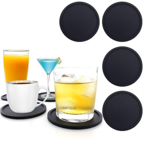 4Pcs Non-slip Silicone Drinking Coaster Set Holder Cup Coaster Mat Set