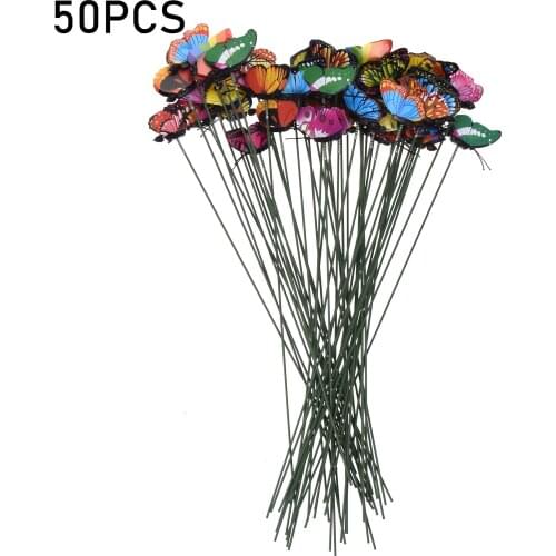 50PCS/Set Colorful Butterflies Rod Garden Yard Planter Decoracion Simulation Butterfly Stakes Outdoor Flower Pots Decoration
