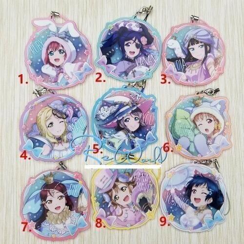 9pcs/lot Love Live Kotori Anime keychain Nico Rin Umi Maki Chika Dia Riko Yoshi kc Kunikida Acrylic strap/phone charm