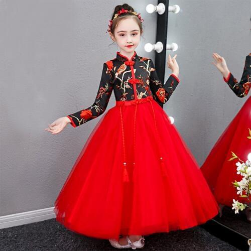 Girl Pageant Prom Gown Lace Embroidery Kids Evening Party Dress for Wedding Girl Dresses First Communion Dress New Year Dress