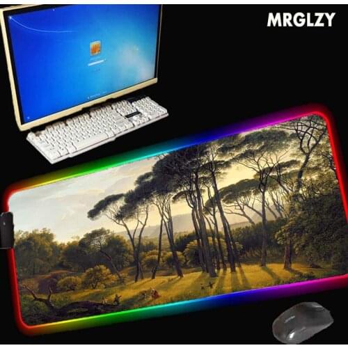 MRGLZY forest RGB big XXL mouse pad gaming with 40x90cmLED color desk mat waterproof non-slip household carpet pad