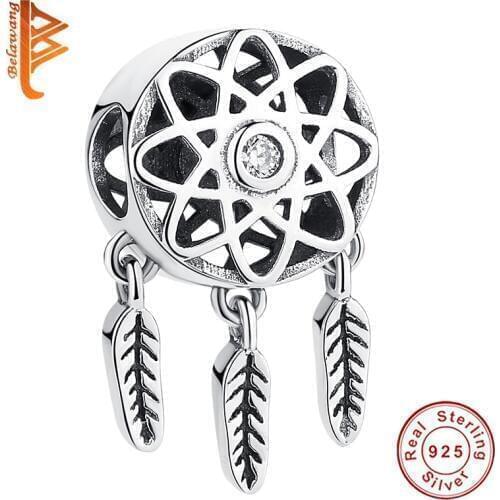 BELAWANG 925 Sterling Silver Dreamcatcher Holder Beads fit Charm Bracelet Necklace DIY Jewelry Valentines Day Gift