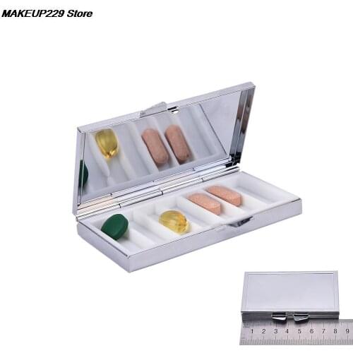 Diy 7 Grid Folding Pill Case Container For Medicines Organizer Pill Box Metal Alloy 84mm*45mm*12mm Pill Cases