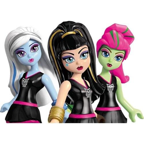 Mega Bloks Monster High Figures Action Figure Building Block Doll Draculaura Operetta Toralei Stripe Lagoona Blue Collect Gift