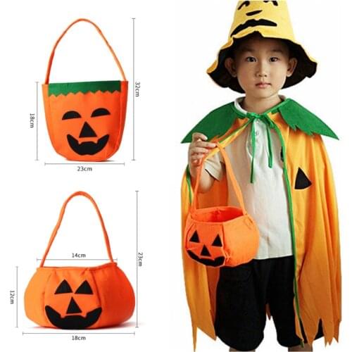 Halloween Foldable Pumpkin Jack Lantern Bag Candy Gift Portable Basket Treat or Trick Decoration Bag