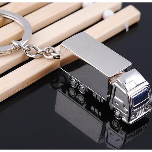 Cool Creative Fashion Container Truck Metal Keychain Keyring Key Chain Ring Silver Fob Funny Gift wen7089