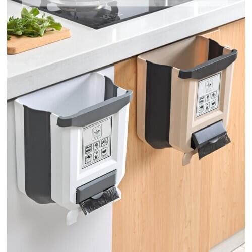 Kitchen Folding Trash Can Car Recycle Bin Trash Bin Kitchen Dustbin Garbage Rubbish Bin Garbage Can Waste Bin For Bathroom 5L 9L