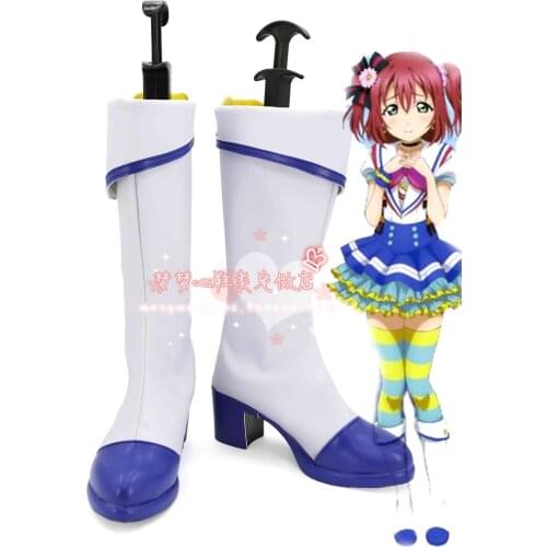 Love Live! Sunshine Aqours Dia Chika Hanamaru Kanan Mari Ohara Riko Sakurauch Jumping Heart cos Shoes Cosplay boots Party shoes
