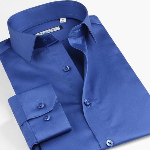 Plus Size XS-5XL 6XL Cotton Mens Dress Shirts Commercial Male Long Sleeve Slim Fit Shirts Mens Clothing SFL4A47