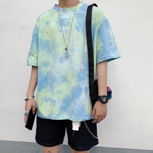 Oversize Male Streetwear Casual T Shirt Men and Women Couple Unisex Harajuku T-Shirts Hip Hop Tie Dye Gradient Short Sleeve Tops