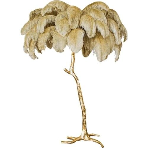 Nordic White Ostrich Feather Floor Lamps for Living Room Bedroom Modern Indoor Decor Lighting Floor Light Feather Standing Lamp