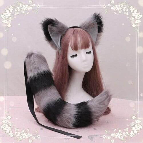 NEW Sexy Woman Lovely Lolita Cat Fox Headband Tail Headdress Plush Ears Tail Anime Cosplay Props Sets Christmas 6 COLORS