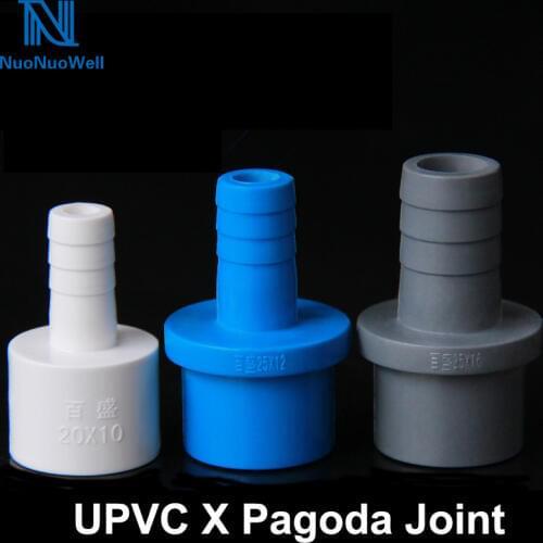 NuoNuoWell 5pcs-pack 20/25mm Socket PVC Tube Joint x 8/10/12/16mm Barbed Hose Connector Pipe Fitting Adapter