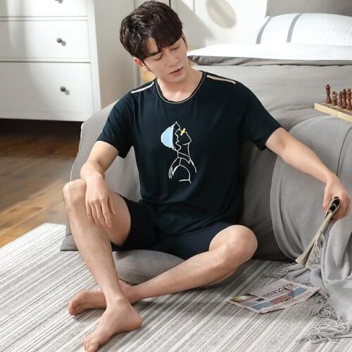 Pajamas Mens Modal Spring And Summer New Short Sleeve Shorts Home Wear Can Be Worn Out Sports Loose Size Suit Male Wear