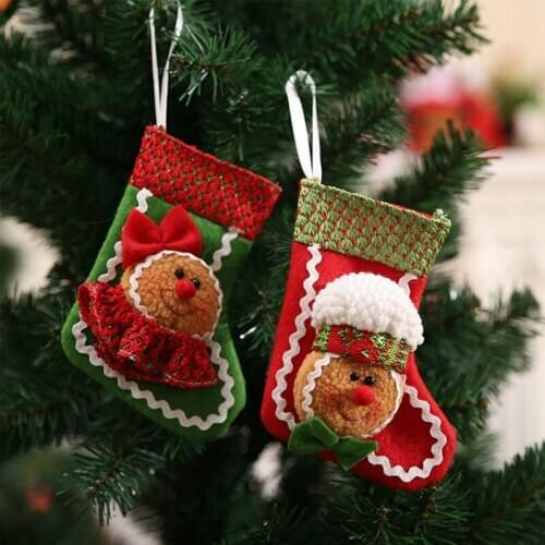 Festival decorations Cartoon Christmas Socks Non-woven Stockings Gift Bags Hanging Christmas Ornaments 14x9cm