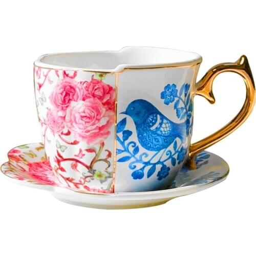 Luxury Ceramic Tea Cup Set Portable Bone China Modern Coffee Cups and Saucer Espresso European Koffie Beker Chinaware QAB50BZ