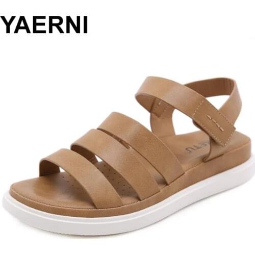 YAERNI Women sandals summer flat pearl sandals flip flops rome shoes string bead slippers mujer gladiator sandalias sapatos femi