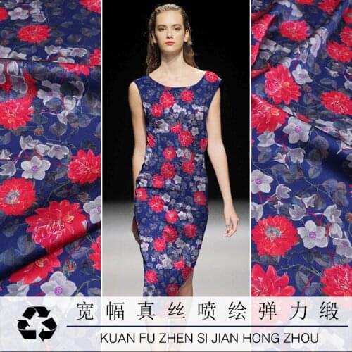 Customized Summer Digital Inkjet Printing Silk Satin Fabric Soft and Smooth Cheongsam Mulberry Silk Stretch Satin Fabric