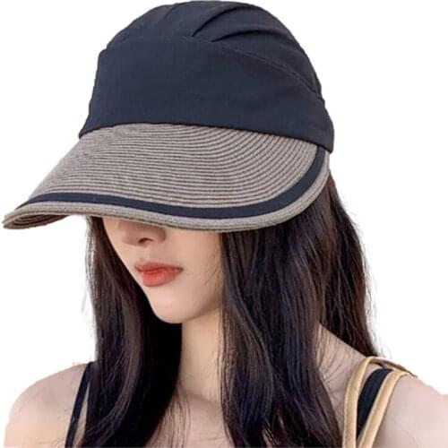 Spring and summer womens sun hat stitching fashion casual bowknot beach hat girl Panama vacation Visor Cap