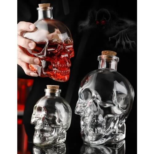 SHXING Skull Glass Shot Whisky Wine Crystal Bottle Cups 350ml/550ml/1000ml Transparent Wine Drinking Cups