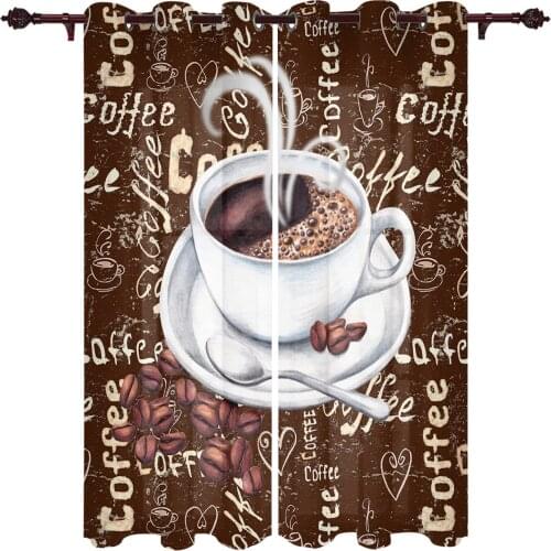Modern Curtains Retro Coffee Beans Sugar Baby Room Bedroom Creative Window Curtains Kitchen Living Room Terrace Valance Curtains