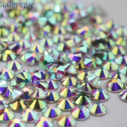MHS.SUN SS6-SS40 Crystal AB Hotfix DMC Rhinestones For Wedding Dress DIY Flatback Iron-On Glass Stone Rhinestone High quality