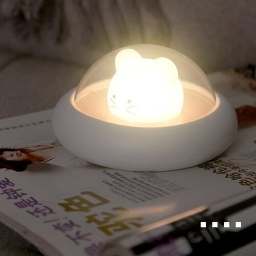USB UFO LED Night Light Rechargeable Cute Animal Space Mouse Sleeping Night Lamp For Children Birthday Gift Bedroom Decoration