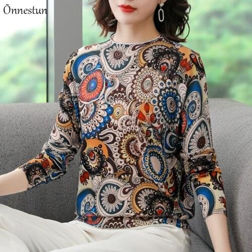Vintage Print Sweater Women Autumn Spring Fashion Women Clothing Long Sleeve Pullover Plus Size Soft Womens Sweaters