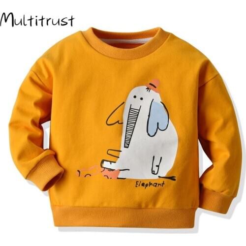 2020 Autumn Girls Sweatshirt Long Sleeve Kids Elephant Cartoon Tops Children Pullover Boys Hoodies Winter Clothing