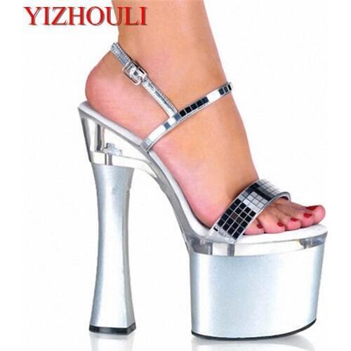 Sexy Sequined Supermodel Catwalk 18CM High Heels Shoes Sandals Nightclub Performance / Star / Model Shoes, Dance Shoes