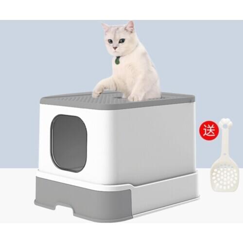 Large Space easy to clean cat litter Basin environmental protection material anti-spatter fully closed top-in large cat toilet d