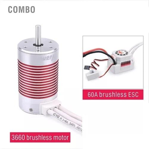 SURPASS HOBBY Platinum Waterproof Series 3660 Sensorless Brushless Motor + 60A ESC For 1/10 RC Car Accessories Model