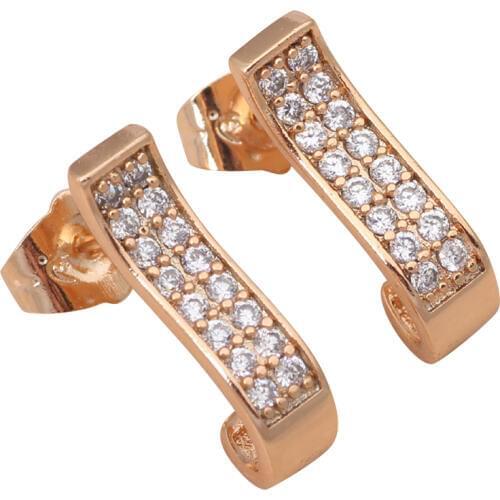 Shining stud earrings for women yellow gold tone Luxury design white Crystal & AAA Zirconia fashion jewelry JE818A