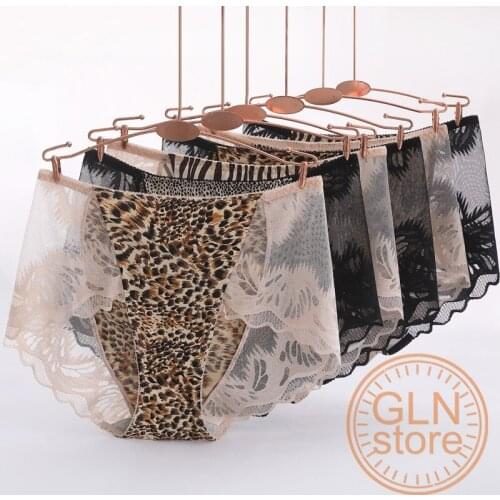 Women 's Underwear Panties Leopard Print Lace Large Edition Sexy Nylon Average Size High-rise Lingerie 122