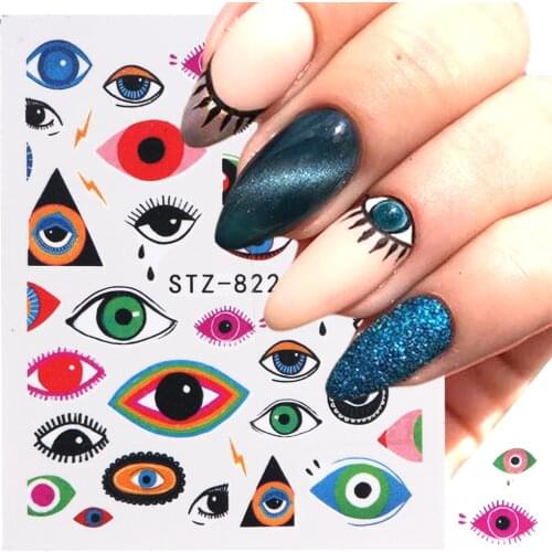 1pc Eye Series Water Transfer Slider for Nail Art Decorations Charming Sticker Nail DIY Manicure Tattoos Foil Decals STZ818-823