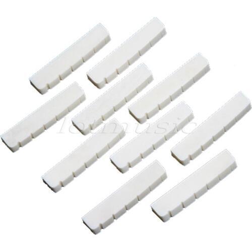 10 Pcs Guitar Bone Nut Slotted Bridge Nut for Electric Guitar Parts Accessories Ivory 6 String 43mm