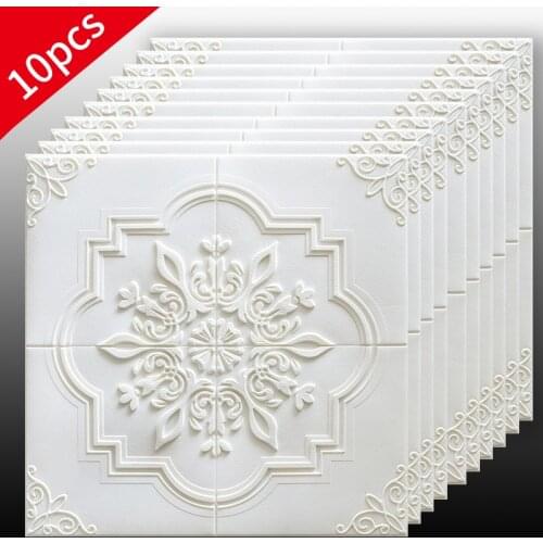 10pcs Self Adhesive Wallpaper 3D Tile Stone Wall Sticker Wall Ceiling Decoration TV Background Decor Home Bedroom Decor