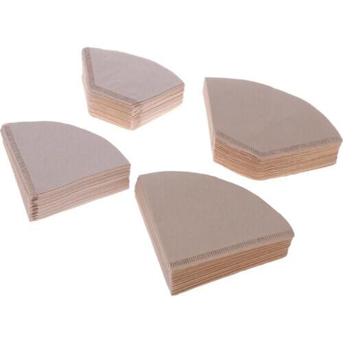 100pcs Eco-friendly Unbleached Original Wooden Hand Drip Paper Coffee Brewer Coffee Filter Bag Coffee Maker Accessories