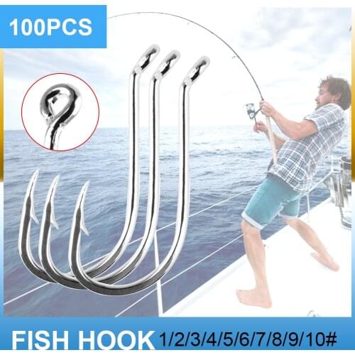 100 PCS Fishing Hooks High Carbon Steel Fishhook Sharp Strong Jig Hook Fishing Accessories Gears Tackle Fishing tackle