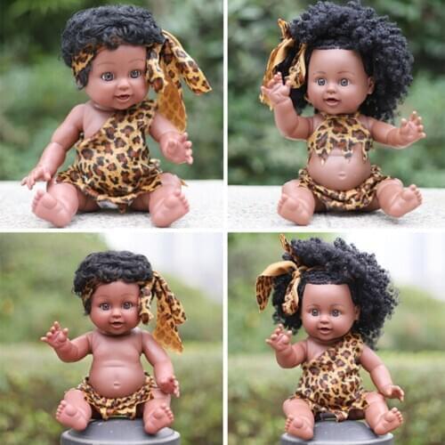 12'' African Newborn Baby Doll Vinyl Dolls w/ Clothes for Kids Peretend Play Toy