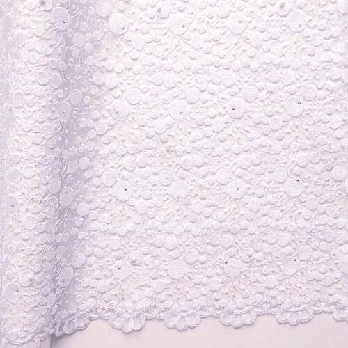 2019 High Quality African Lace Fabric Pure White French Net Embroidery Tulle Lace Fabric For Nigerian Wedding Party Dress LQ1272