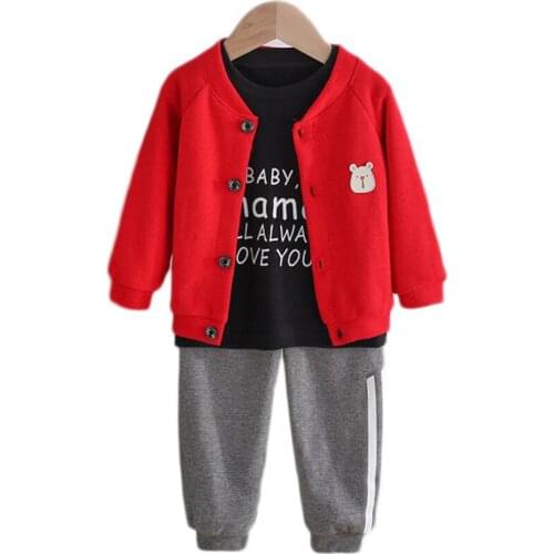 2021 Spring Autumn Baby Boys Girls Clothing Kids knitting coat T-Shirt Pants 3Pcs/sets Kids Cotton Tracksuits Infant Suits 0-5Y