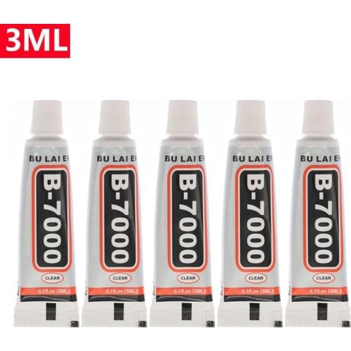 5pcs Multi-Purpose B-7000 Glue 3ml Stickers Diamond Jewelry Craft Glue Touch Screen Repair Decorative Glue (With Plastic Head)