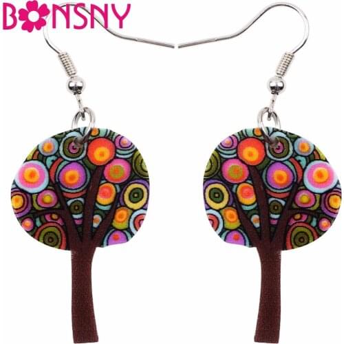 Bonsny Statement Acrylic Plant Tree Earrings Drop Dangle Big Long Novelty Jewelry For Girls Women Teens Girls Gift Bijoux Charms