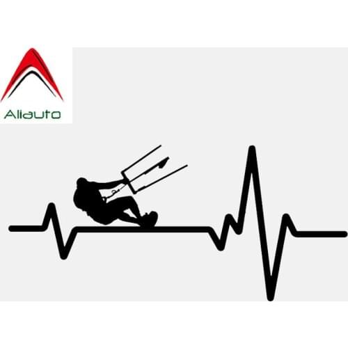 Aliauto Creative Car Sticker Kiteboarding Kite Board Heartbeat Lifeline Vinyl Automobiles Decoration Sunscreen Decal,15cm*7cm